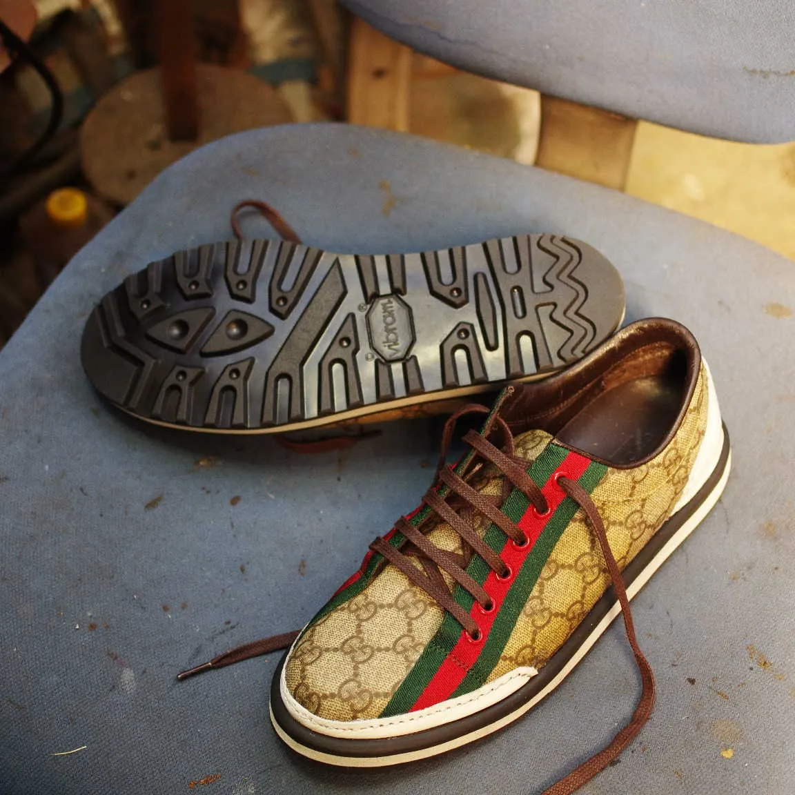 愛媛県 G様 GUCCI スニーカーオールソール交換修理